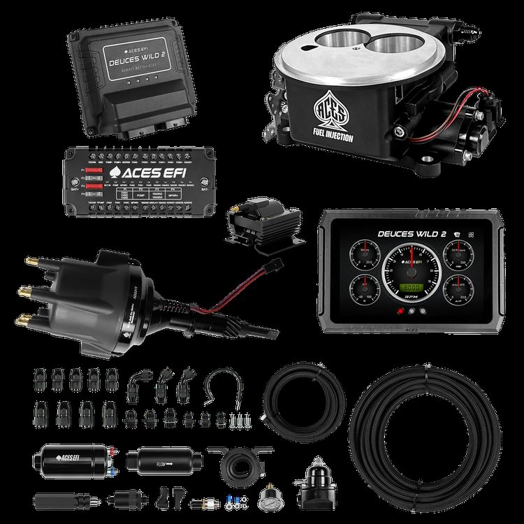 Complete Deuces Wild 2 EFI Conversion Kit for 2300-Flange Intake Manifolds [Black]