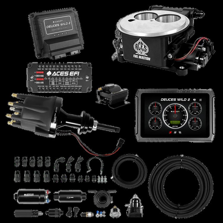 Complete Deuces Wild 2 EFI Conversion Kit for 2300-Flange Intake Manifolds [Black]