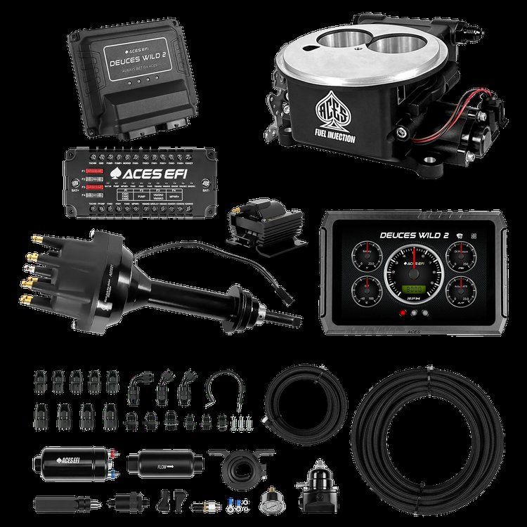 Complete Deuces Wild 2 EFI Conversion Kit for 2300-Flange Intake Manifolds [Black]