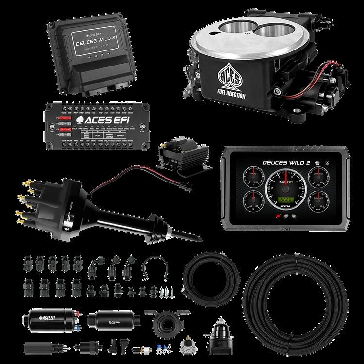 Complete Deuces Wild 2 EFI Conversion Kit for 2300-Flange Intake Manifolds [Black]