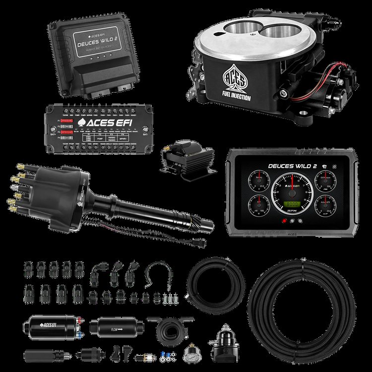 Complete Deuces Wild 2 EFI Conversion Kit for 2300-Flange Intake Manifolds [Black]