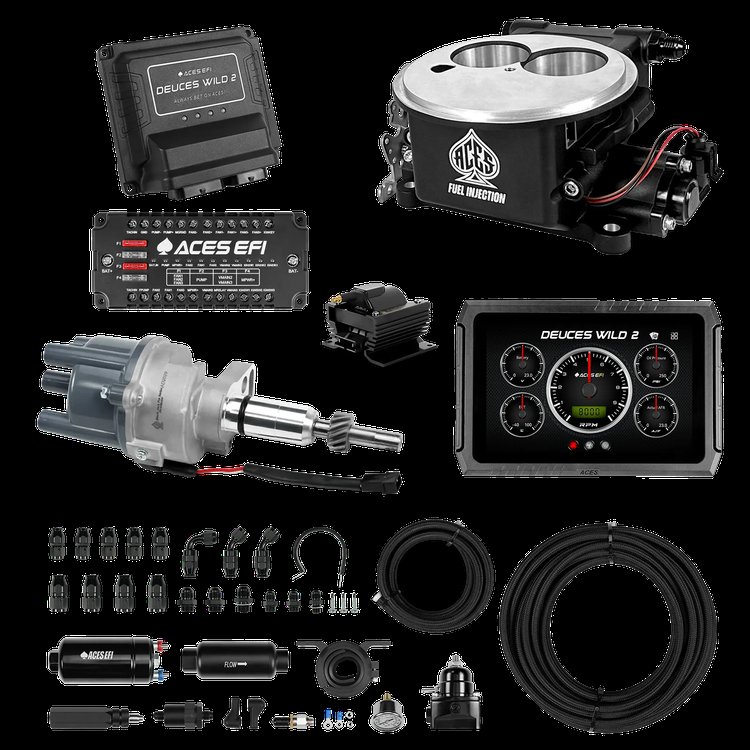 Complete Deuces Wild 2 EFI Conversion Kit for 2300-Flange Intake Manifolds [Black]
