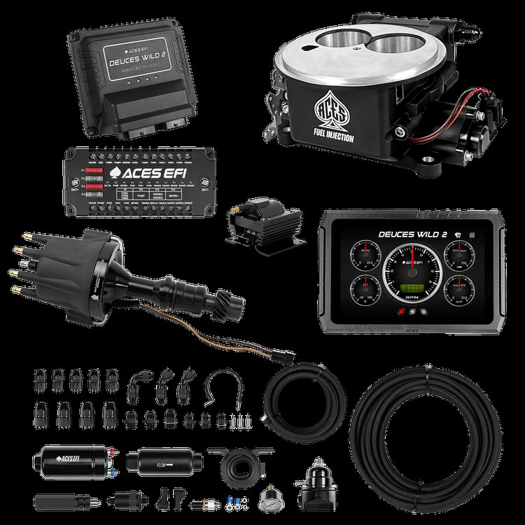 Complete Deuces Wild 2 EFI Conversion Kit for 2300-Flange Intake Manifolds [Black]