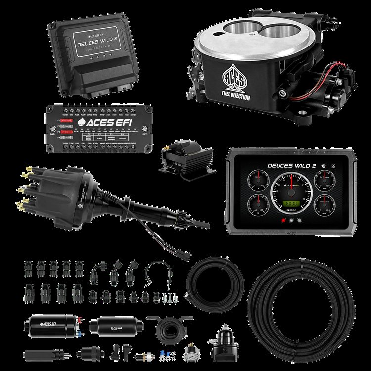 Complete Deuces Wild 2 EFI Conversion Kit for 2300-Flange Intake Manifolds [Black]