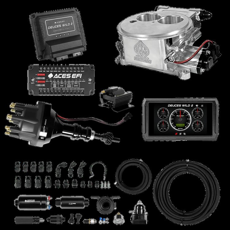 Complete Deuces Wild 2 EFI Conversion Kit for 2300-Flange Intake Manifolds [Polished]