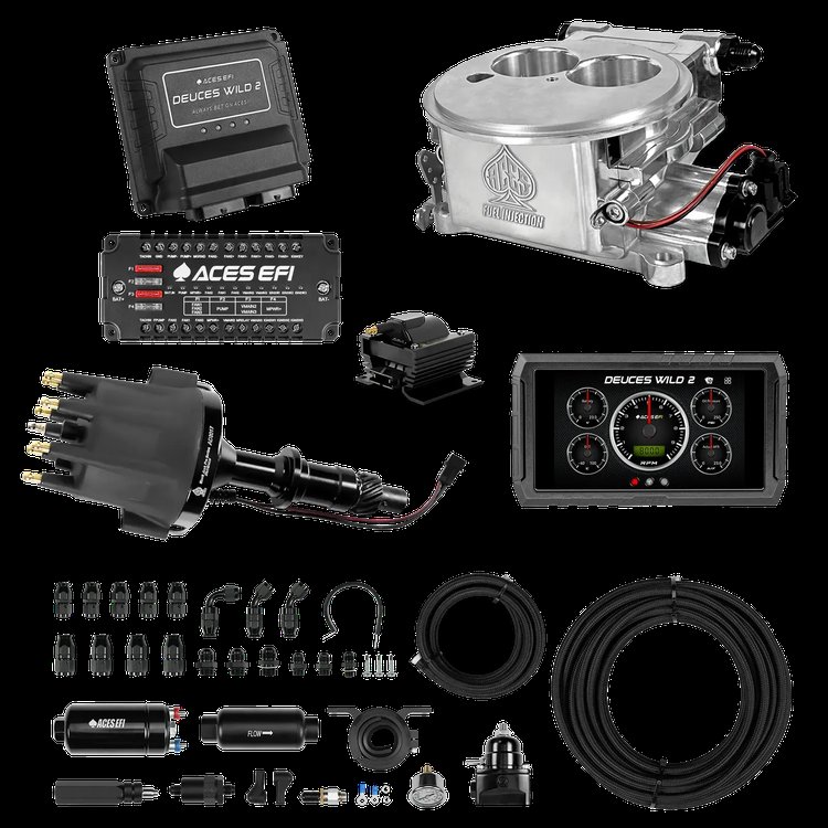 Complete Deuces Wild 2 EFI Conversion Kit for 2300-Flange Intake Manifolds [Polished]