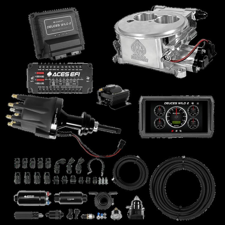 Complete Deuces Wild 2 EFI Conversion Kit for 2300-Flange Intake Manifolds [Polished]