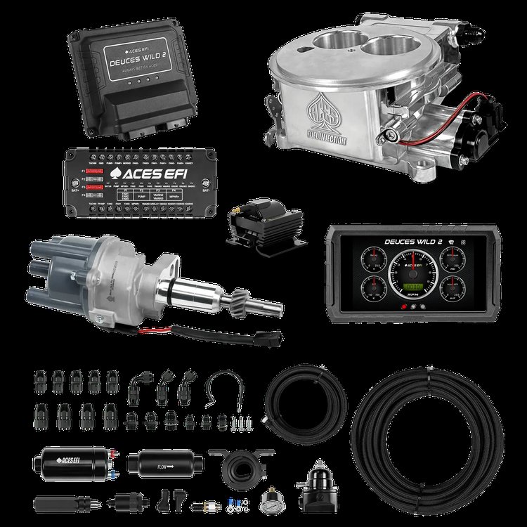 Complete Deuces Wild 2 EFI Conversion Kit for 2300-Flange Intake Manifolds [Polished]