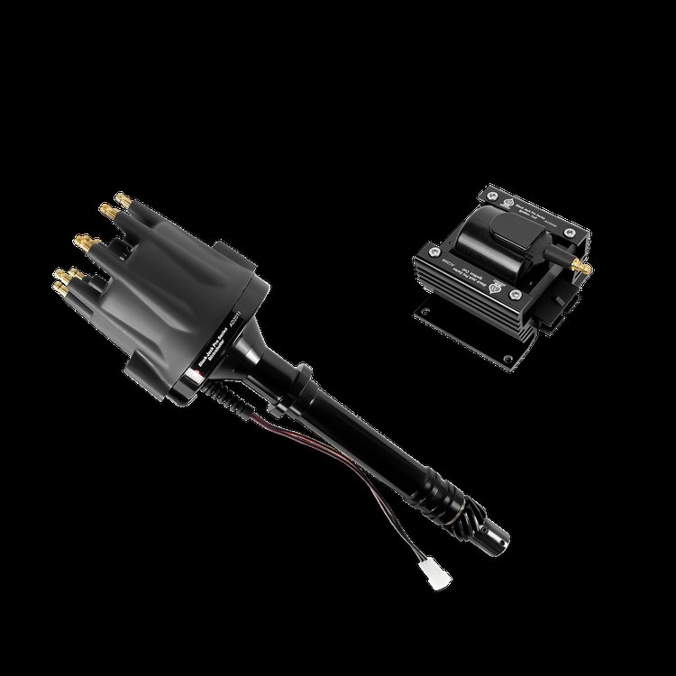 Billet Distributor and Ignition Coil Combo with Magnetic Pickup for Domestic V8 and V6 Engines