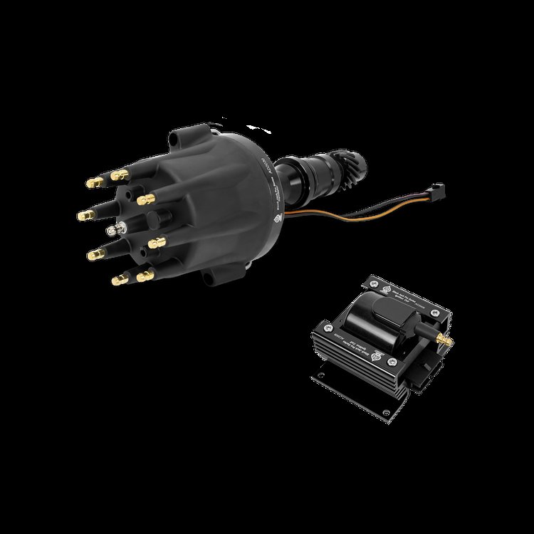 Billet Distributor and Ignition Coil Combo with Magnetic Pickup for Domestic V8 and V6 Engines