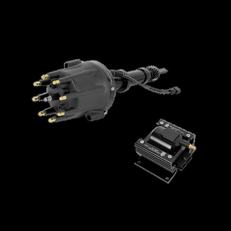 Billet Distributor and Ignition Coil Combo with Magnetic Pickup for Domestic V8 and V6 Engines
