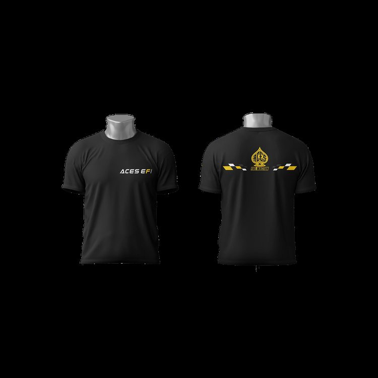 Short-Sleeve Cotton T-Shirt with Aces EFI Logo and Racing Flags Graphic on Back