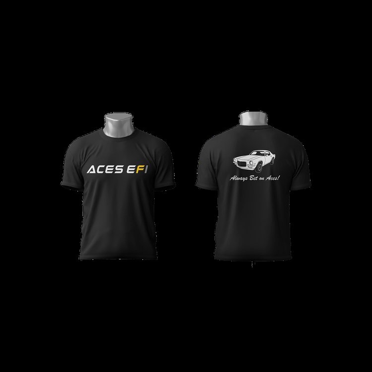 Short-Sleeve Cotton T-Shirt with Aces EFI Logo and Car Graphic on Back