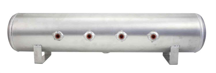 4 Gal Alum Air Tank - 4 1/4 face ports 2 3/8 end ports & 1/4 drain port - 30 L x 6 D