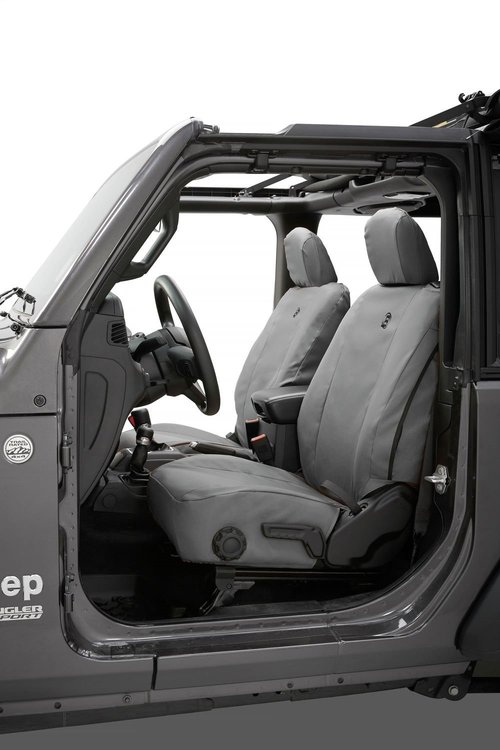 Seat Covers, Charcoal/Gray, Fits Factory Seats, Pair,