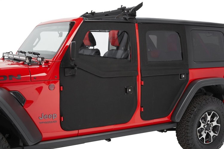 Fabric Door Set, Black Twill, 2 pc., Rear, Fits Factory Soft Top/All Bestop Soft Tops w/Factory Door Surrounds And Door Strikers