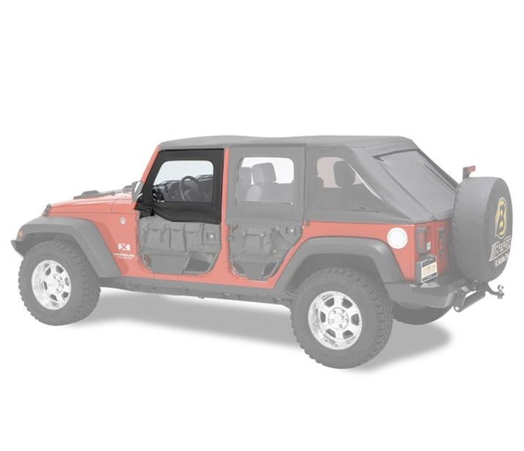 HighRock 4x4 Element Upper Fabric Half Doors, Black Twill, Front, Incl. 2 Upper Door Frames w/Fabric Skins, Fits PN[51796/51810]