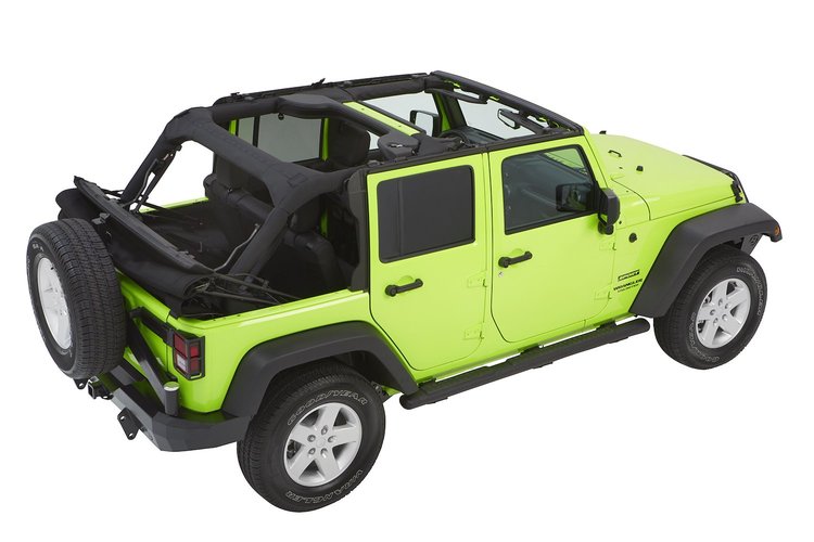 54423-17 Trektop Glide Slantback Soft Top for 2007-2018 Jeep Wrangler JK 4-Door, Premium Black Twill