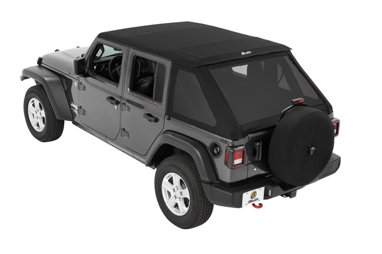 56863-17 Black Twill ALL-NEW Trektop Fits Select Jeep Wrangler JL Unlimited 4-Door [Black Twill, Tinted Side & Rear Windows]