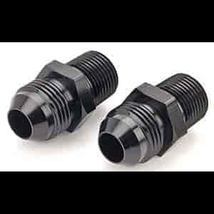 Fuel Pump Fitting Kit Two 3/8" NPT Male Port to -8AN Male (Black)