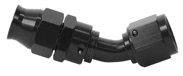 45-Degree -8 AN PTFE Hose End - Black