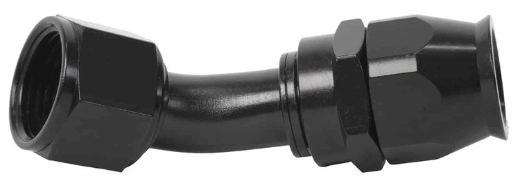 45-Degree -12 AN PTFE Hose End - Black