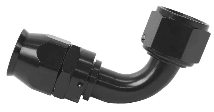 90-Degree -12 AN PTFE Hose End - Black
