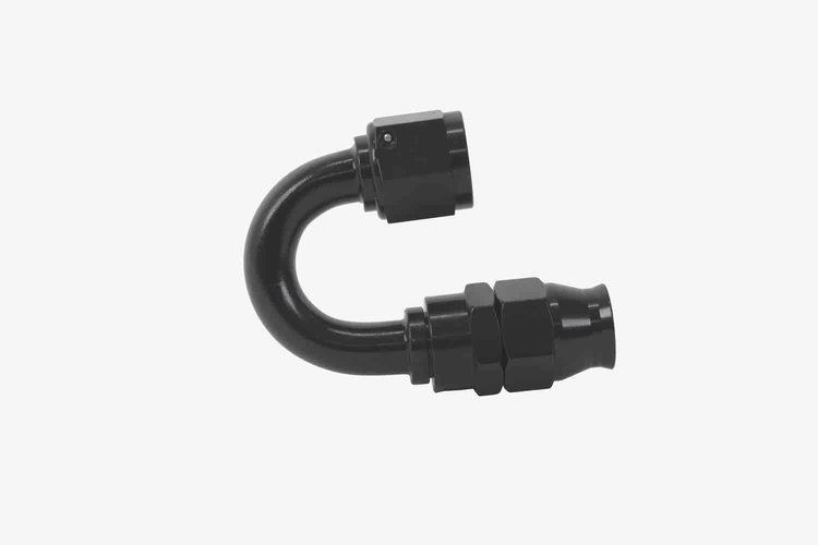 180-Degree -8 AN PTFE Hose End - Black