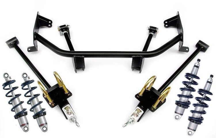 Level 2 CoilOver System for 60-64 Galaxie. Includes front and rear HQ Series CoilOvers and Bolt-On 4 Link.