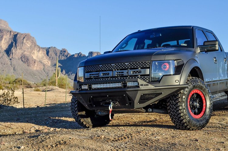 10-14 Ford Raptor Stealth Fighter Front Bumper ADD Logo In top and Winch Mount with bar mount and du