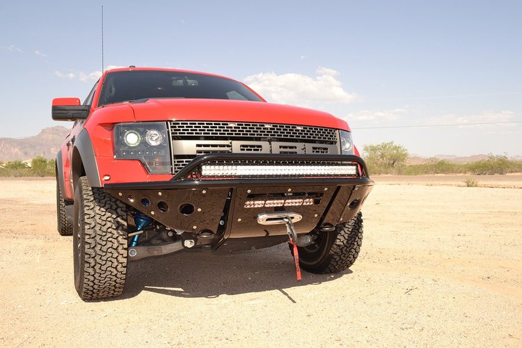 10-14 Ford Raptor Standard Front Bumper with Stealth Panels and Winch and 40 light bar mounts and li