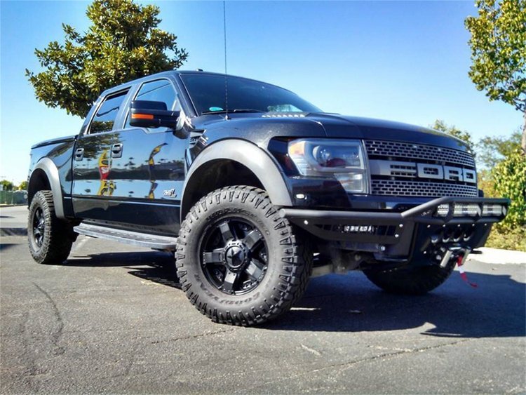 10-14 Ford Raptor Race Series Front Bumper with Winch and 30 LED mount in top hoop with stealth pane