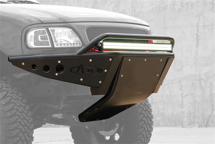 1997-03 Ford F-150 Standard front bumper with Stealth Panels added with 40 LED bar in Hammer Black with Satin Black panels