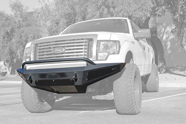 09-14 Ford F-150 HoneyBadger Front Bumper with Lockable Tool Boxes and Upper 40 LED Bar Mount and Lo