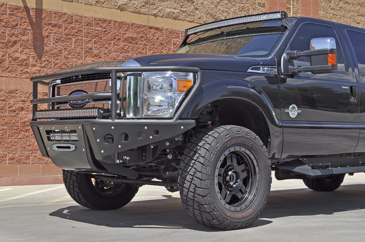11-Up Ford F-250/350 Rancher Front Bumper with Stealth Panels and Winch and 40 light bar mounts and