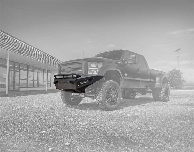 11-Up Ford F-250/350 HoneyBadger Front bumper with 40 LED bar mounts and LED bar mounts in front wit