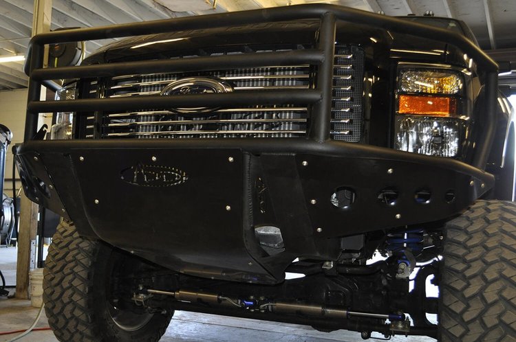 08-10 Ford F-250/350 Rancher Front Bumper with Stealth Panels and 40 light bar mounts and light bar