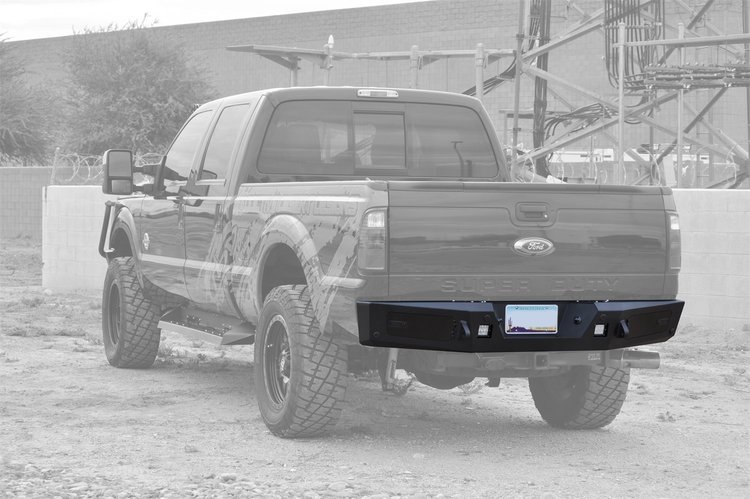 1999-Up Ford F-250/350 HoneyBadger Rear Bumper with lockable storage space and a pair of dually moun