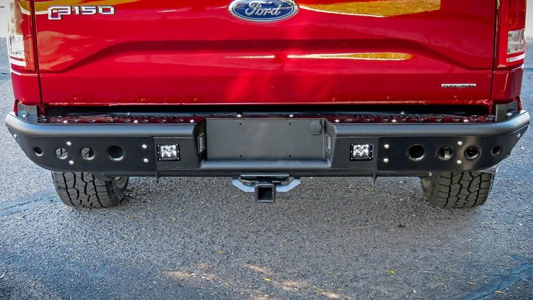 15-Up Ford F-150 Venom Rear Bumper with Dually mounts in Hammer Black with Satin Black panels