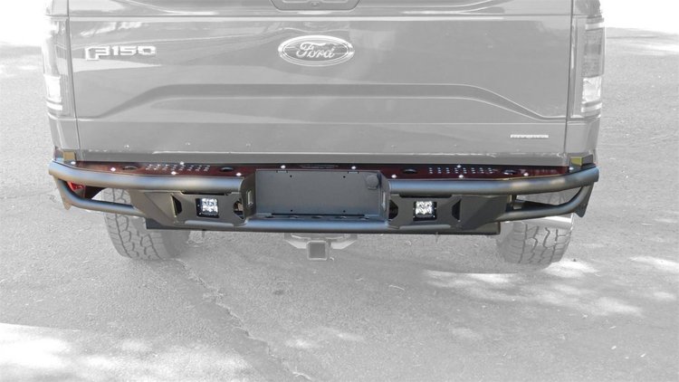 15-Up Ford F-150 Race Series R Rear Bumper with pair of dually mounts in Hammer Black
