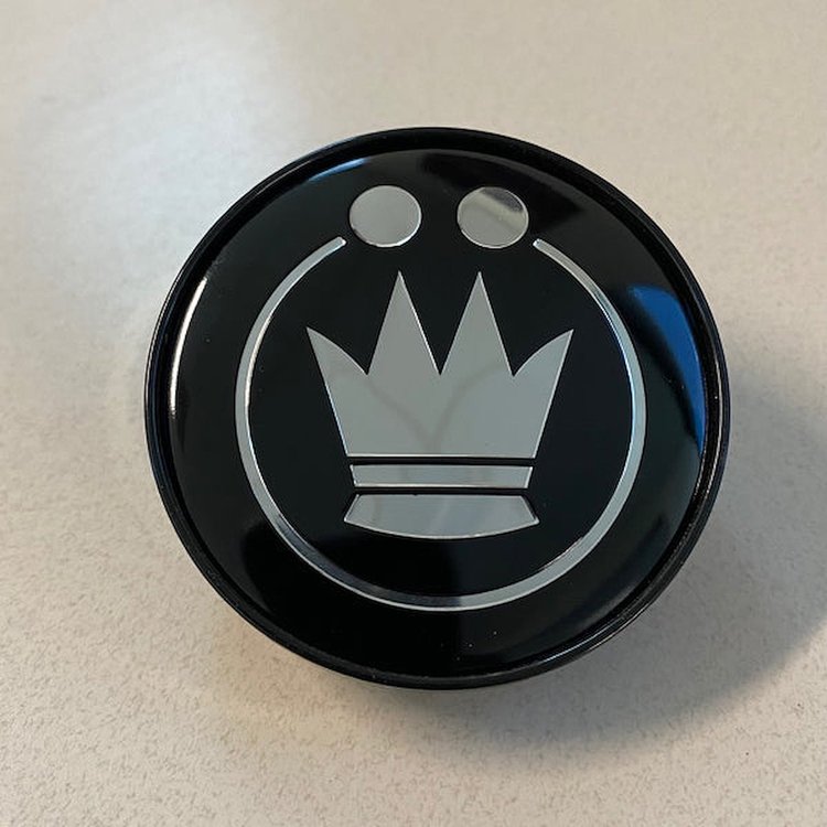 CAPLAD5 Wheel Center Cap, Konig Lace Black, For 15x6.5 / 16x7 / 17x7, Black Base Cap With Crome Crown Logo