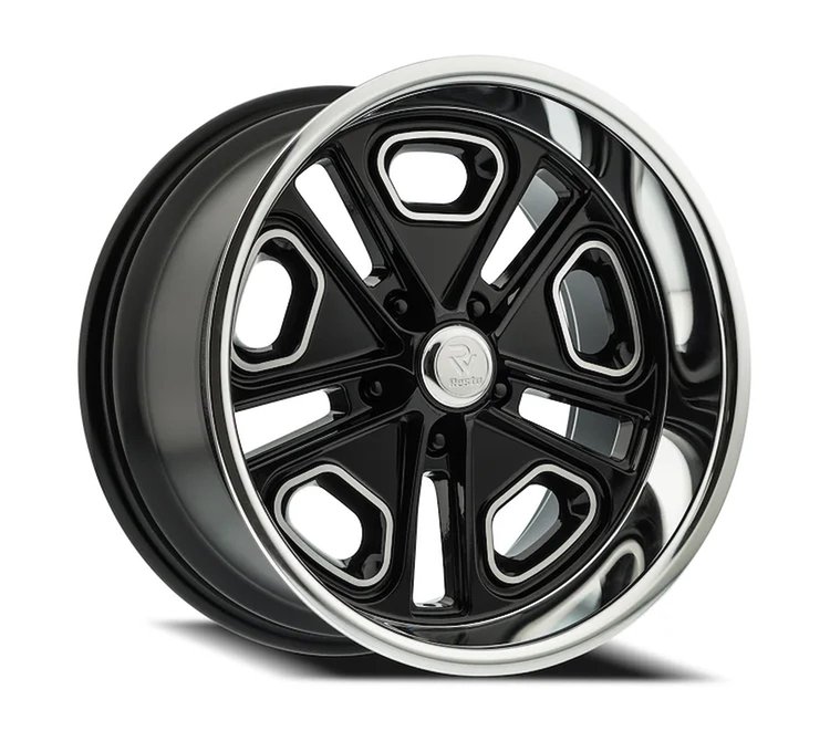 R1021795615213 R102 Del Ray Wheel [Size: 17"x9.5"] Glossy Black Center w/Milled Window & Diamond Cut Lip Finish