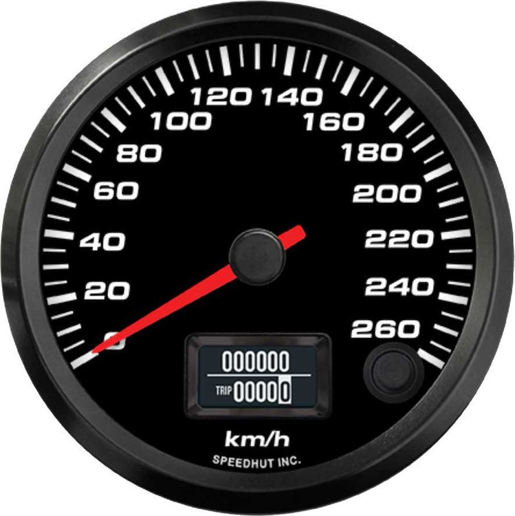 FAE3-S4-EV 3-3/8 in. EV Speedometer Gauge, 260 km/h, AEM