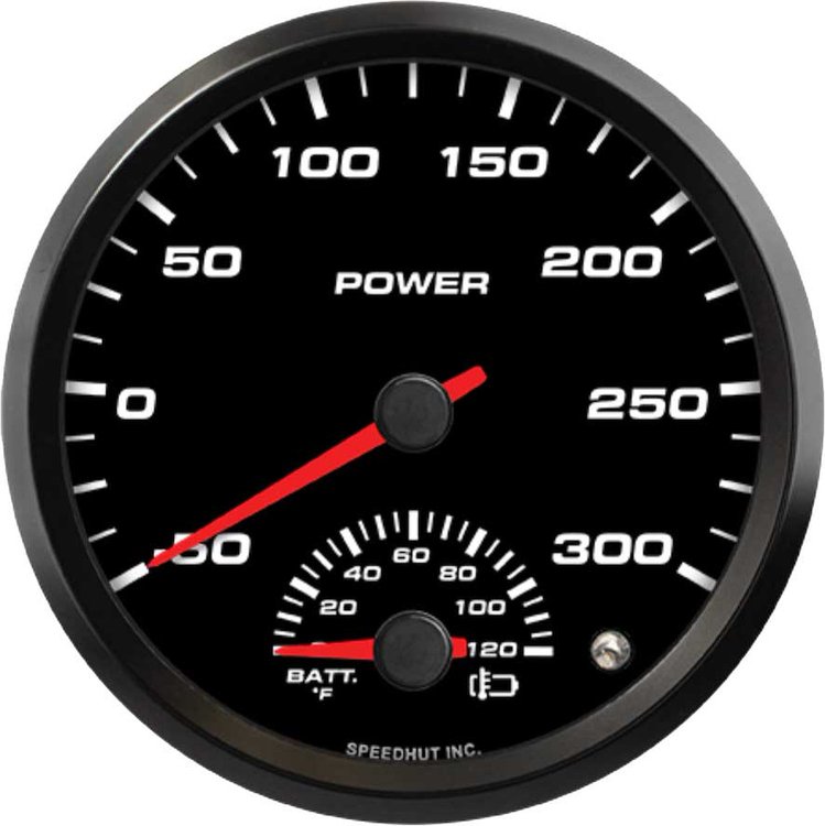 FAE4-DG2-EV 4 in. EV Dual Gauge, w/Warning, Power -50-300/Battery Temp 0-120F
