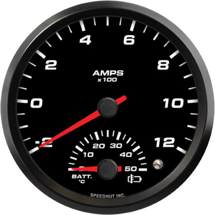 FAE4-DG4-EV 4 in. EV Dual Gauge, w/Warning, Amp -200-1200/Battery Temp 0-50C, AEM