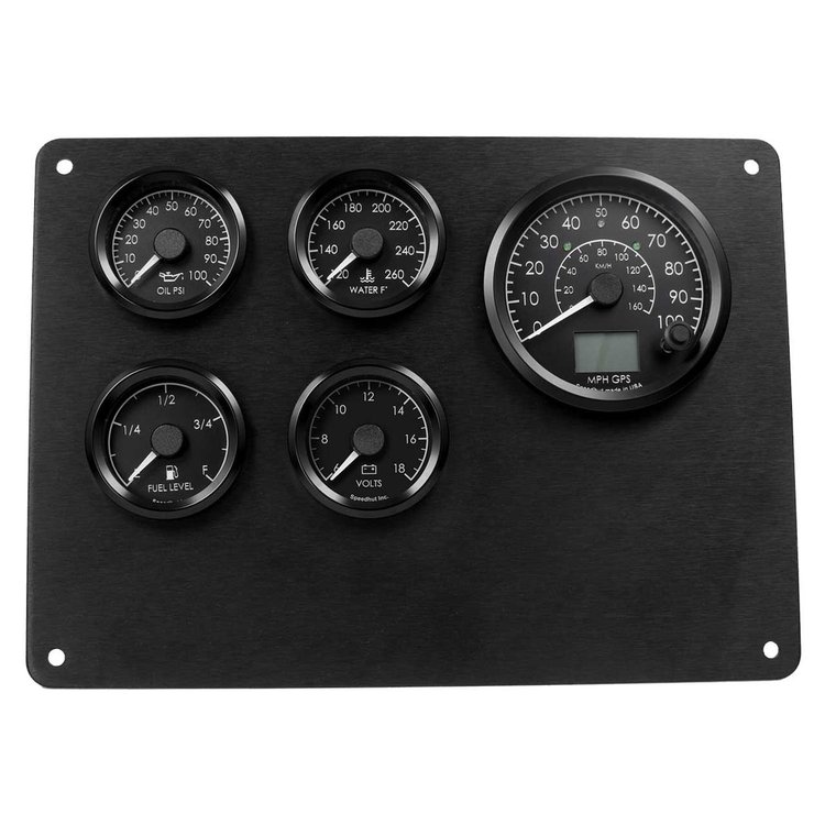 HV-5KIT-002 5 Gauge Kit, Humvee, GPS Speedometer, Oil psi, 6-18 Volt, Water Temp, Fuel Level with Dash panel