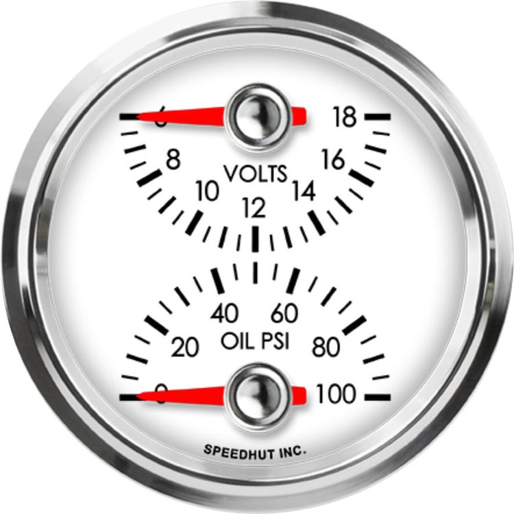 L25-DG13-LEG 2-5/8 in. Dual Gauge, Volts/Oil Psi, top/bottom