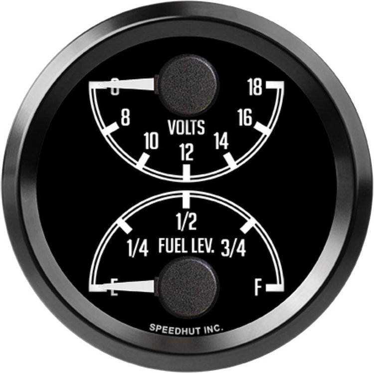L25-DG2-DATZ 2-5/8 in. Dual Gauge, Volts/Fuel Level, top/bottom, JDM Datsun Z Series