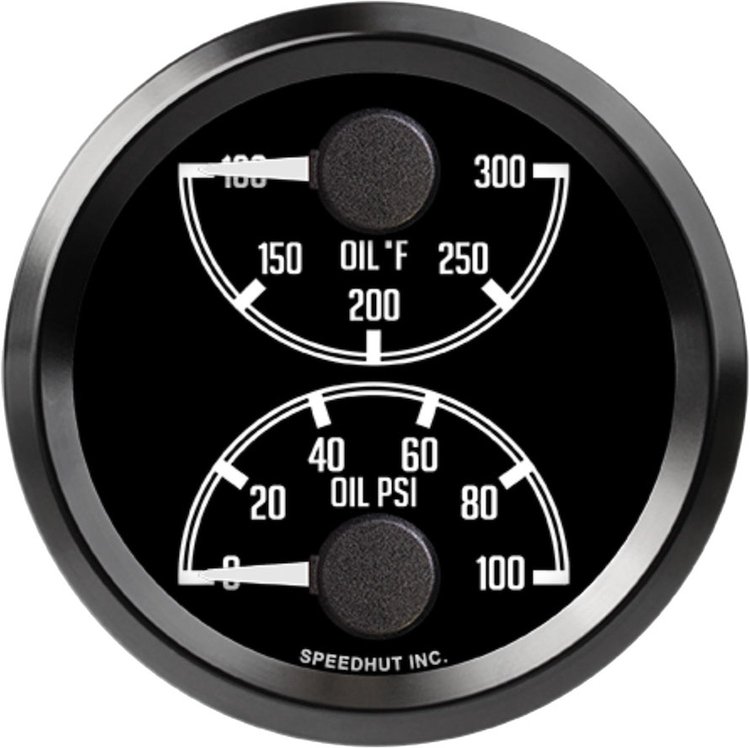L25-DG6-DATZ 2-5/8 in. Dual Gauge, Oil Temp/Oil Pressure, top/bottom, JDM Datsun Z Series