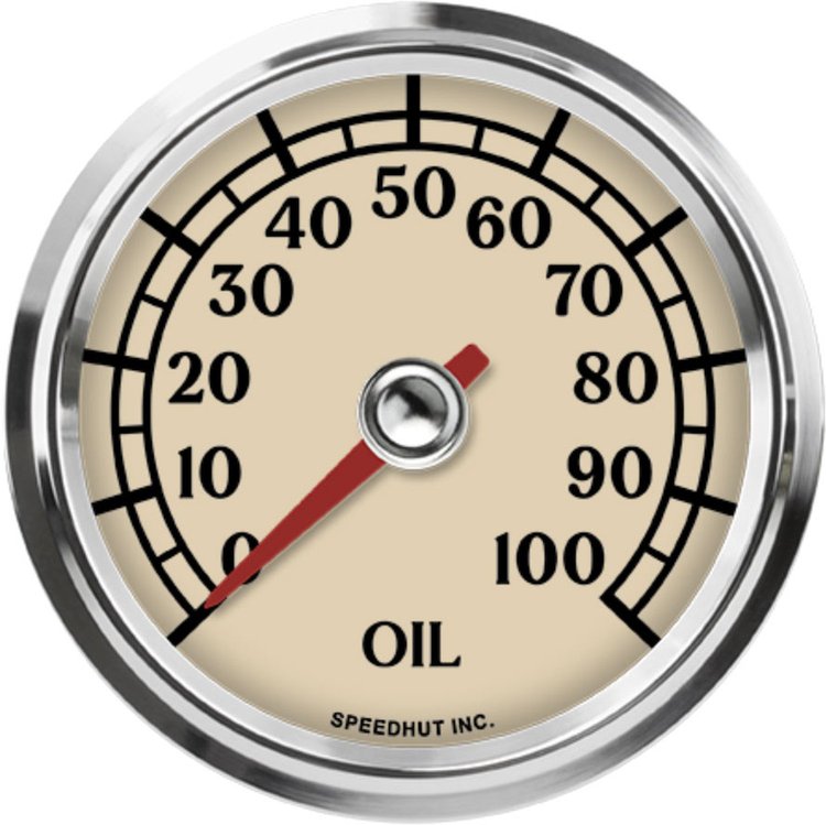 L25-OP3-ATQ 2-5/8 in. Classic Oil Pressure Gauge, 100 psi, Antique Series